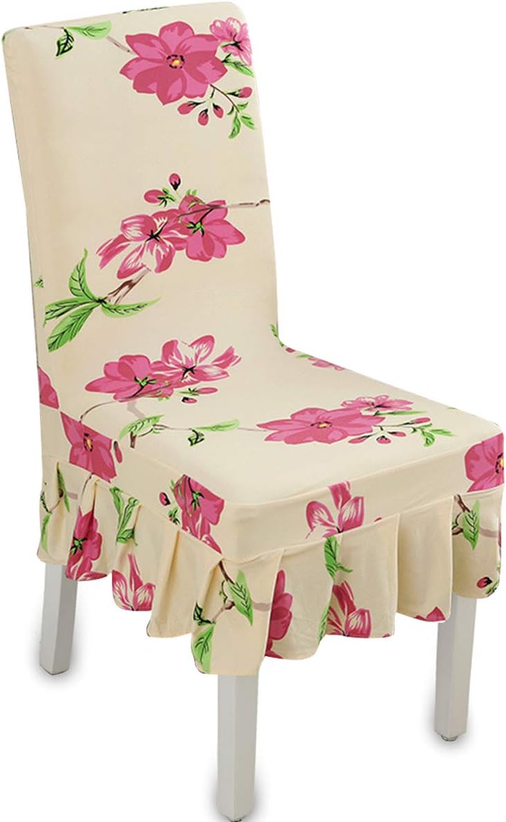 MOCAA Printed Pattern Furniture Slipcover for Dining Room Chair Long Skirt Covers M010 (Pink Flower)