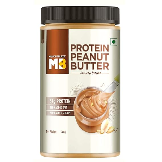 MuscleBlaze High Protein Natural Peanut Butter with Whey Protein - Unsweetened, Crunchy 750g