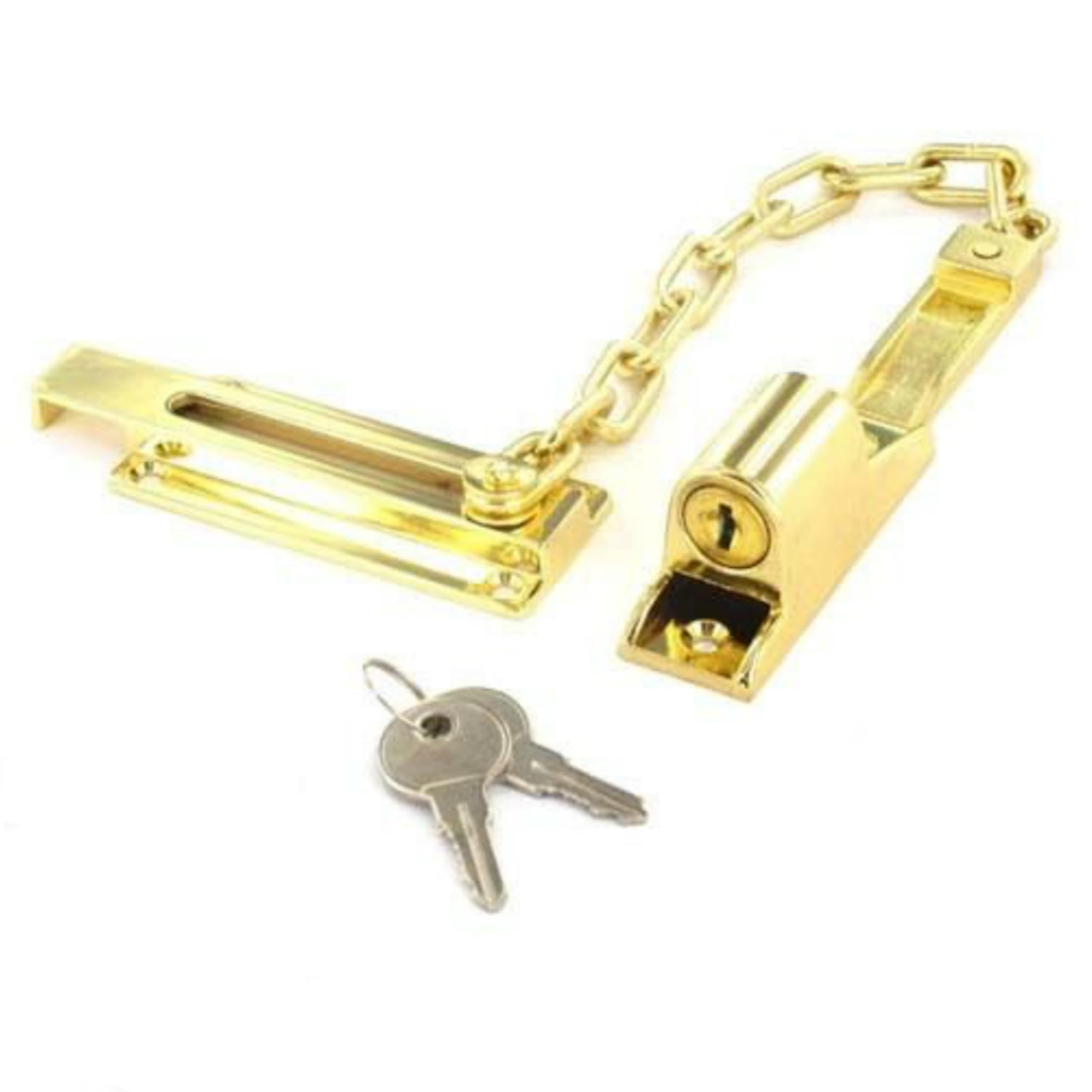 Door Security Chain Lock Polished Brass Security Chain with Door Lock Anti-Theft Internal Front Door Safety Latch Door Guard Perfect for Wooden and uPVC Doors Pack of 1.