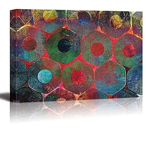 Abstract Painting of Circles and Octagons - Canvas Art Home Art - 12x18 inches