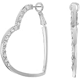 Guess Heart Hoop Earrings, Silvertone