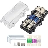 TIYANG 2 Way ANL Amp Fuse Block Car Audio Subwoofer Amplifier 4Gauge in 8 Gauge Out Fuse Distribution Blocks ANL Holder with 30A 60A 80A 100A Mini ANL Fuses
