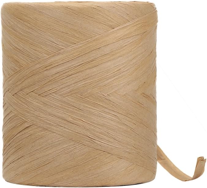 200M Raffia Ribbon, Paper Ribbon Natural Rafia Yarn Packing Paper Twine for Gift Wrapping Crochet Crafting, Craft DIY Decoration