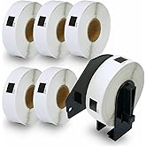BETCKEY - Compatible Multi-Purpose Address Labels Replacement for Brother DK-1204 (0.66" x 2.1"), Use with Brother QL Label Printers [6 Rolls + 1 Reusable Cartridge]