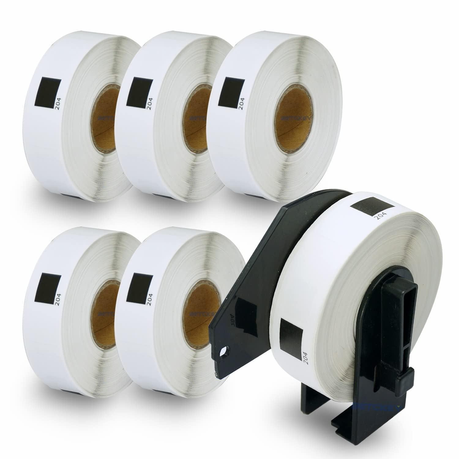 BETCKEY - 6 Rolls DK-11204 Labels with ONLY 1 Reusable Label Holders, 17mm x 54mm, 2400 Multi Purpose Labels Using for Ql Label Printers โ image 1