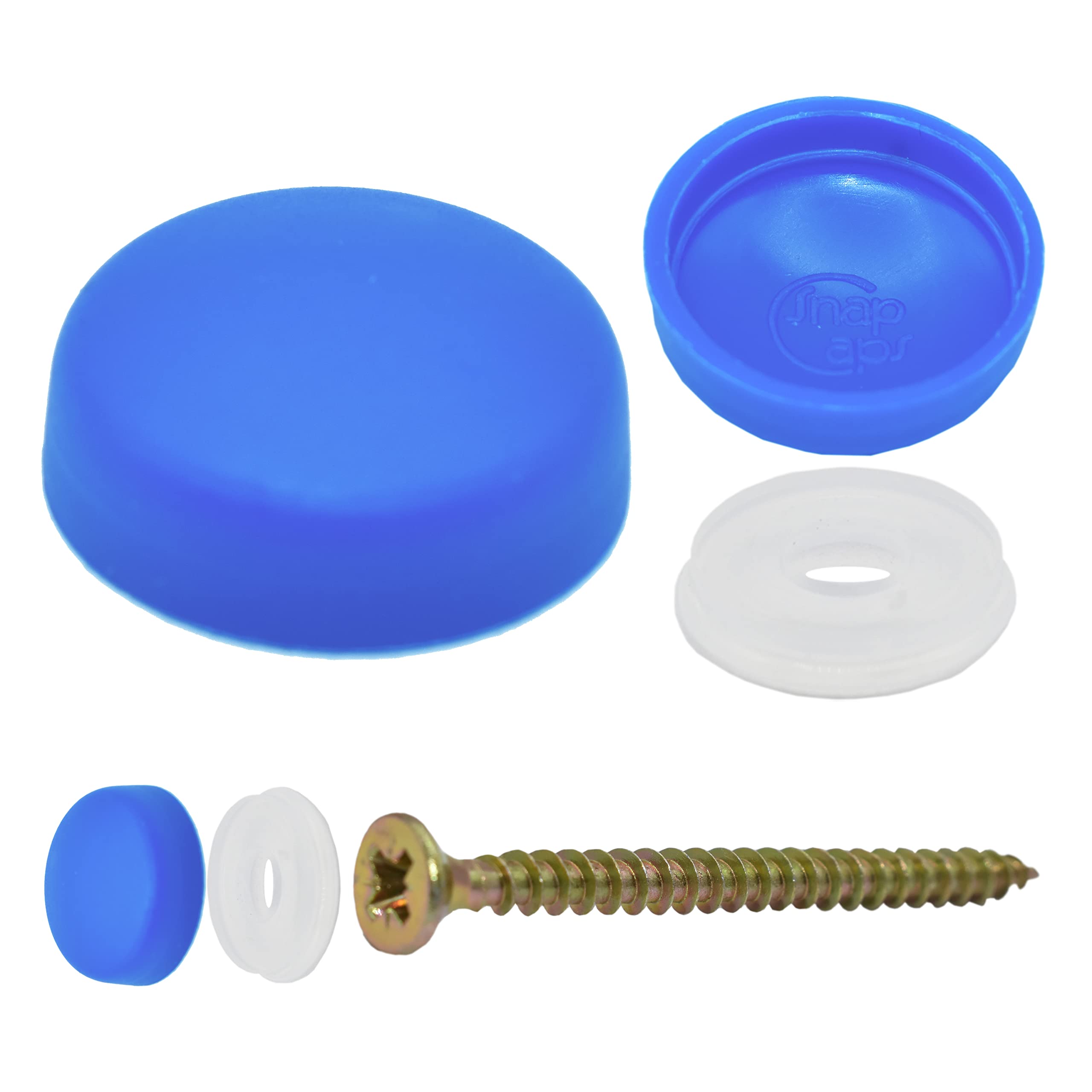 Snap-On Two Piece Dome Screw Cover Caps - Pack of 50 Small Matt Caps & Bases : Caspian Blue