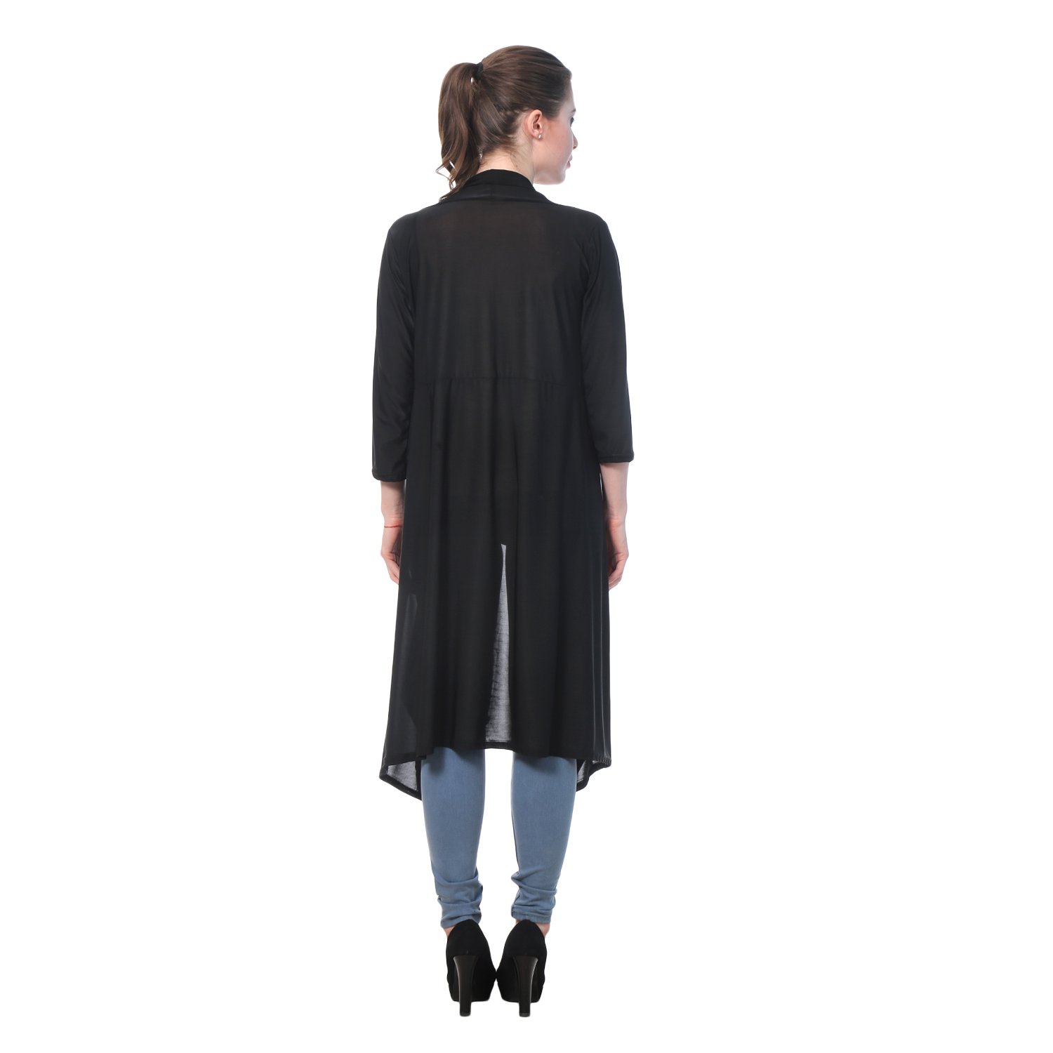 buynewtrend plain hosiery lycra long shrug for women
