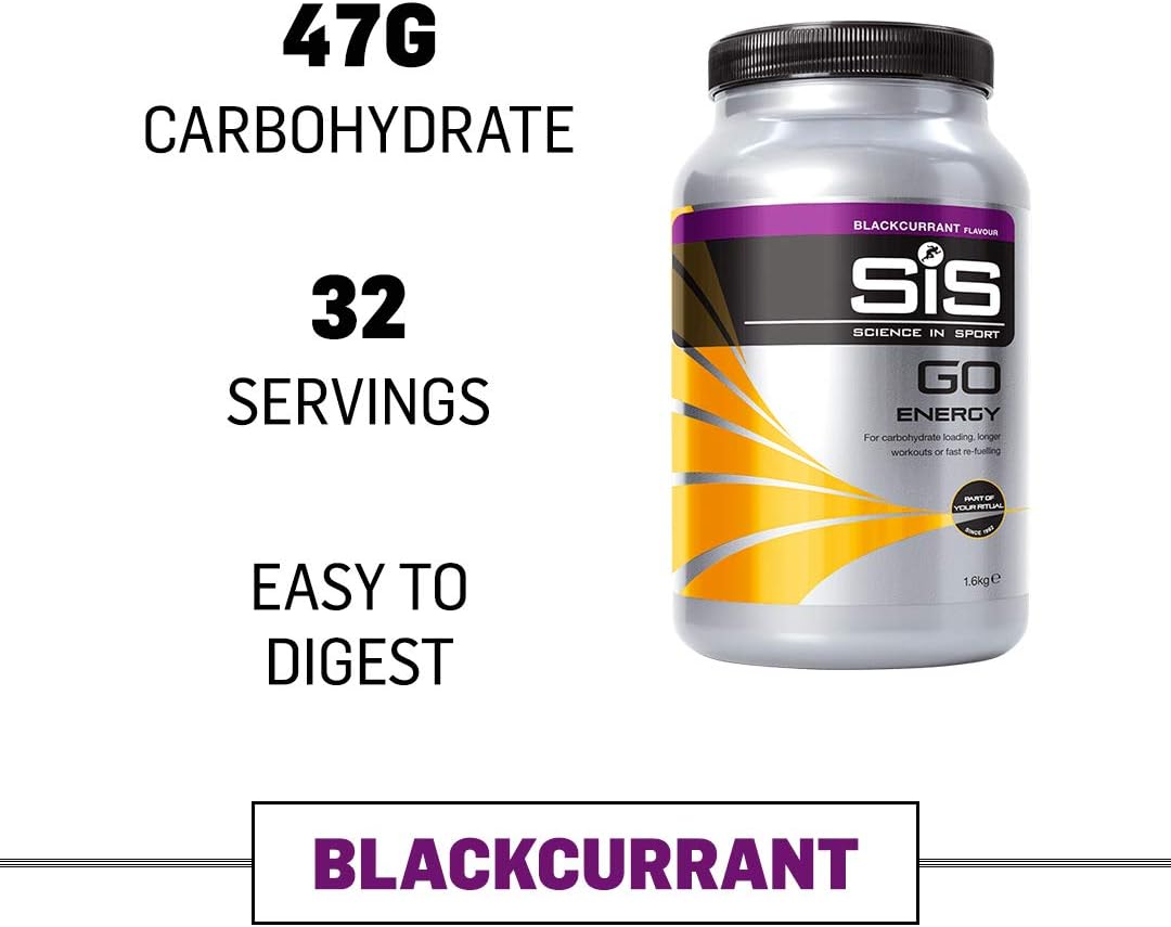 Science In Sport GO Energy Powder Energy Drinks, Blackcurrant Flavour, 47g of Carbohydrates, 32 Servings Per 1.6kg - Image 3