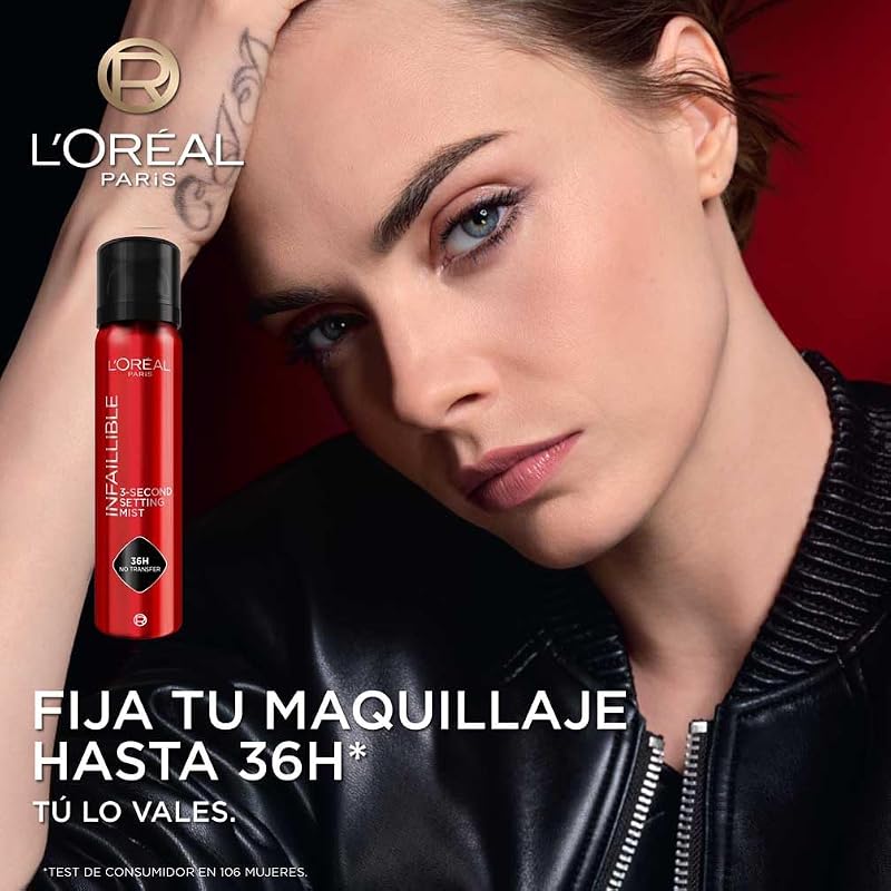 L'oréal paris infaillible makeup setting spray, à prova d'água, permanece até 36 horas, 75 ml