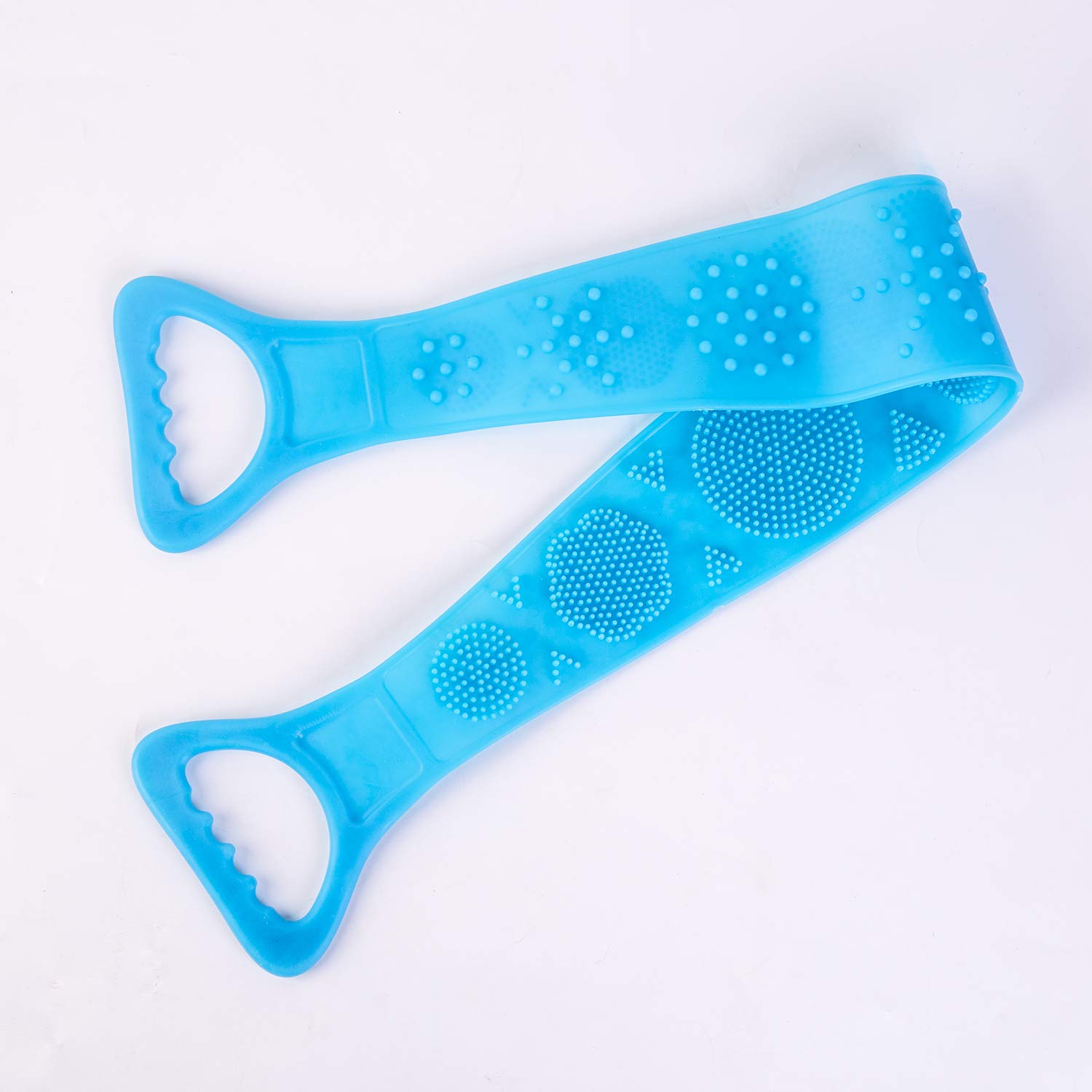 Silicone Bath Body Brush, Exfoliating Long Silicone Body Back Scrubber for Use in Shower, Double Side Massage Scrub Belt, Easy to Clean(29Inch, Blue) : Beauty