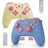 Wireless Switch Controller for Switch/Lite/OLED/Switch 2, Hall Effect Triggers & Joysticks/Wake-Up Function/Turbo, Switch 2 Controller with 2.4G Adapter/2 Macro Buttons, Switch 2 Pro Controller 2 Pack
