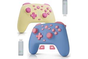 CHENGDAO Wireless Switch Controller for Switch/Lite/OLED/Switch 2, Hall Effect Triggers & Joysticks/Wake-Up Function/Turbo, Switch 2 Controller with 2.4G Adapter/2 Macro Buttons, Switch 2 Pro Controller 2 Pack