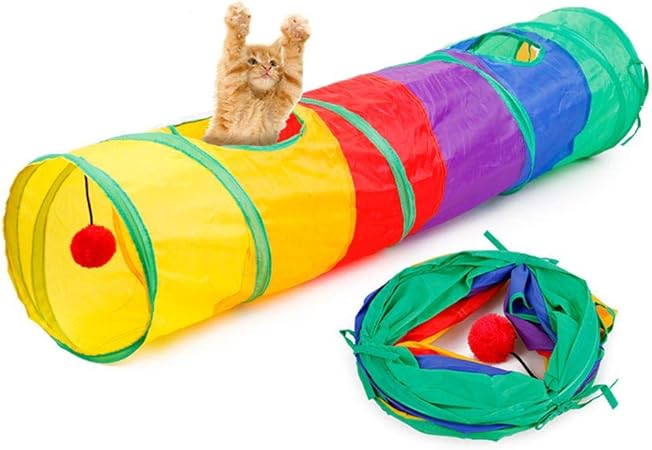 AOLVO - Túnel de juguete para gatos, plegable, con pelota para ...