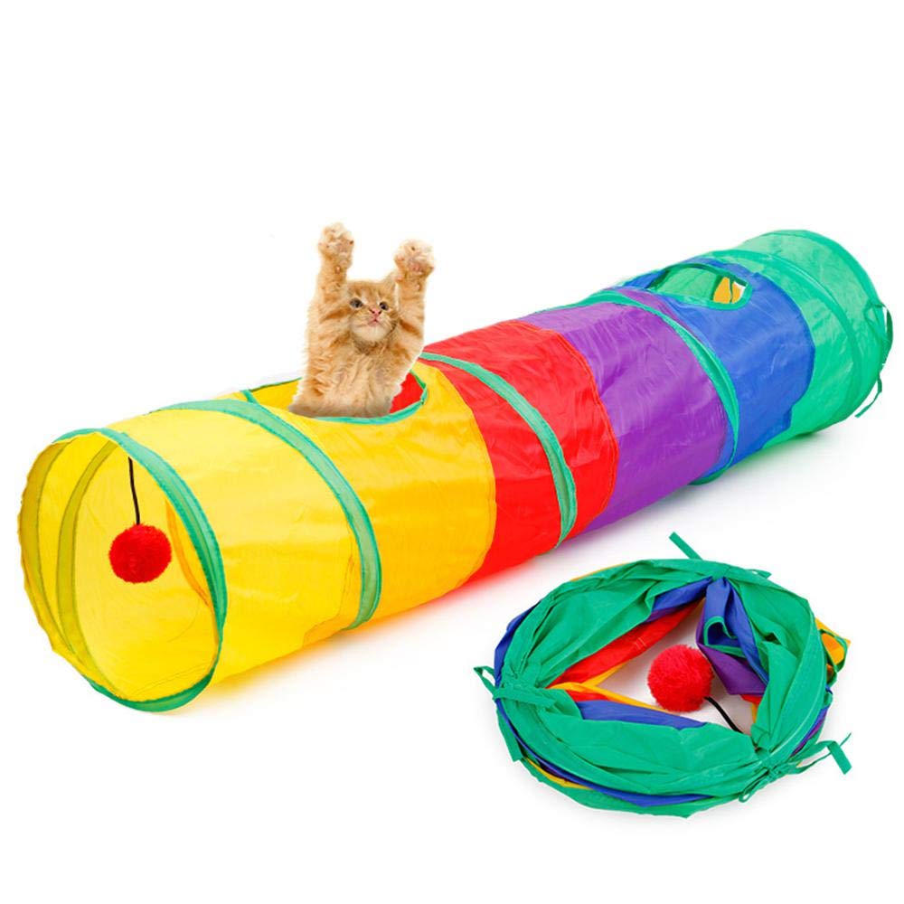 KOBWA - Túnel Plegable para Gato con Pelota Divertida y Dos ...