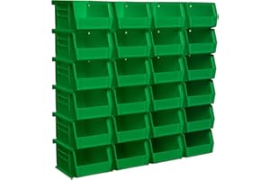 Akro-Mils 30210 AkroBins Plastic Storage Bins, Space-Saving Stackable Bins for Garage, Pantry, Craft Organization, 5-Inch x 4-Inch x 3-Inch, Green, 24-Pack