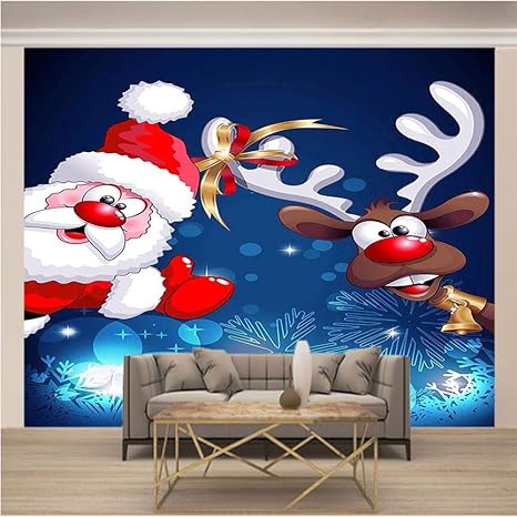Amazon Co Jp カスタム写真の壁紙3d サンタクリスマスの鹿 の壁の装飾リビングルームの寝室の壁紙の壁の壁画の壁紙テレビのソファの背景家の装飾壁画 450x300cm 177x118inch ホーム キッチン