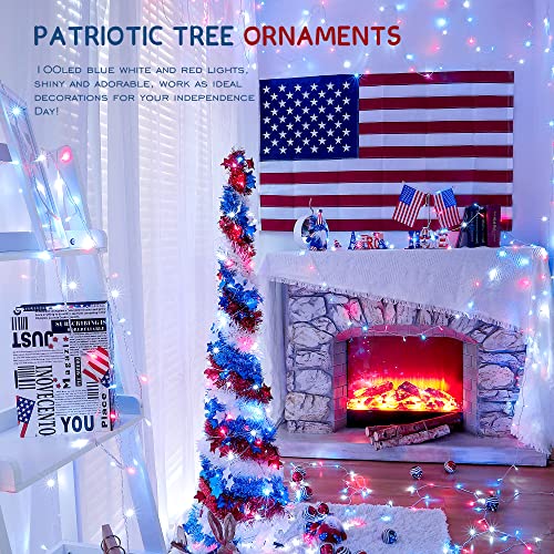 Hopolon 4th of July Decorations Outdoor LED String Lights 33FT 100 LED