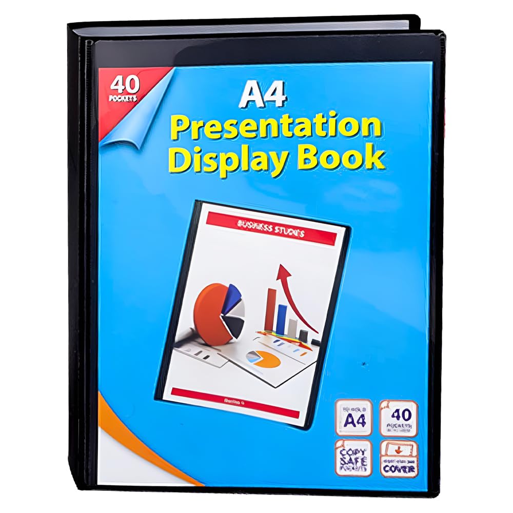 2 UR DOOR A4 Display Presentation Book - 40 Pockets, 80 Views Portfolio - Acid-Free Copy Safe, Durable PP Material Polly Pocket - Plastic Wallets Folder Project Book (Pack of 1)