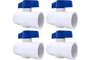 TALEGEN 4 Pack 1-1/2" PVC Ball Valve, Shut Off Valve Slip for Water Pipe, Swimming Pool, Plumbing & Irrigation System, Shut-Off Ball Valve Socket with Easy Turn Blue T-Handle Schedule SCH 40 (Blue)