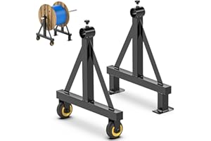 SUNSHINE FARMRE Wire Spool Rack Portable Cable Caddy Steel Wire Dispenser Rack Wire Spool Holder with Wheels for up to 28" Diameter Spools 220 Lbs Capacity (Black)