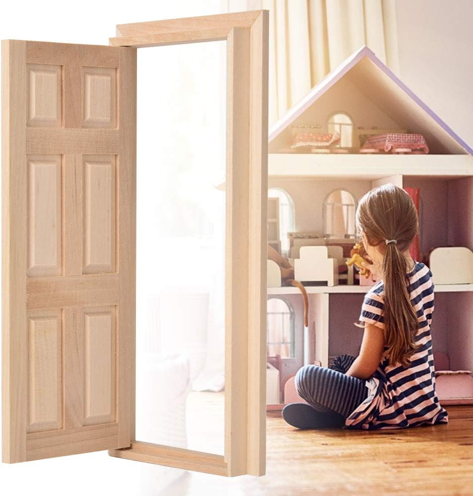 1:12 Doll House Furniture Model Door, Miniature Furniture Unpaint Wooden Door for Dolls DIY Dollhouse Furniture Accessories - Image 5