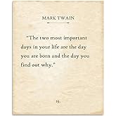 Lone Star Art Mark Twain - The Two Most Important Days - 11x14 Unframed Typography Book Page Print - Great Inspirational and Motivational Gift and Decor