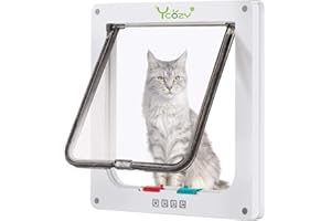 Ycozy Cat Doors Thin Version Outer Size 11.0" x 9.8" 4-Way Locking Indoor Pet Door for Interior Exterior Doors, Kittens Weath