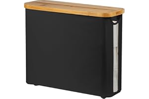 VATHERY Toilet Paper Basket, Toilet Paper Storage with Lid - Bamboo Toilet Paper Holder, Bathroom Organizer for Toilet Tissue, Free Standing Toilet Paper Storage Bin with Handle