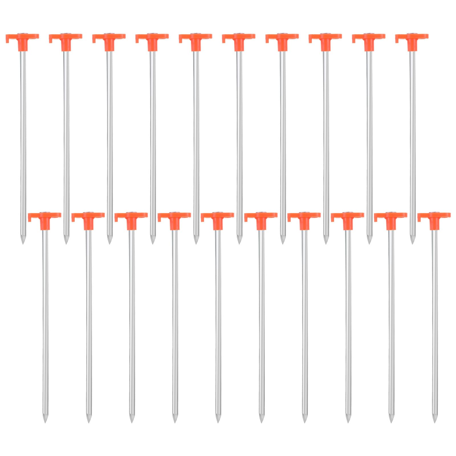 Photo 1 of 20 Pack Tent Stakes Heavy Duty, 9.84 Inch Yard Stakes Non-Rust Metal Tent Pegs Ground Stakes Tent Spikes for Camping Patio, Garden, Canopies, Grassland, Outdoor,Orange