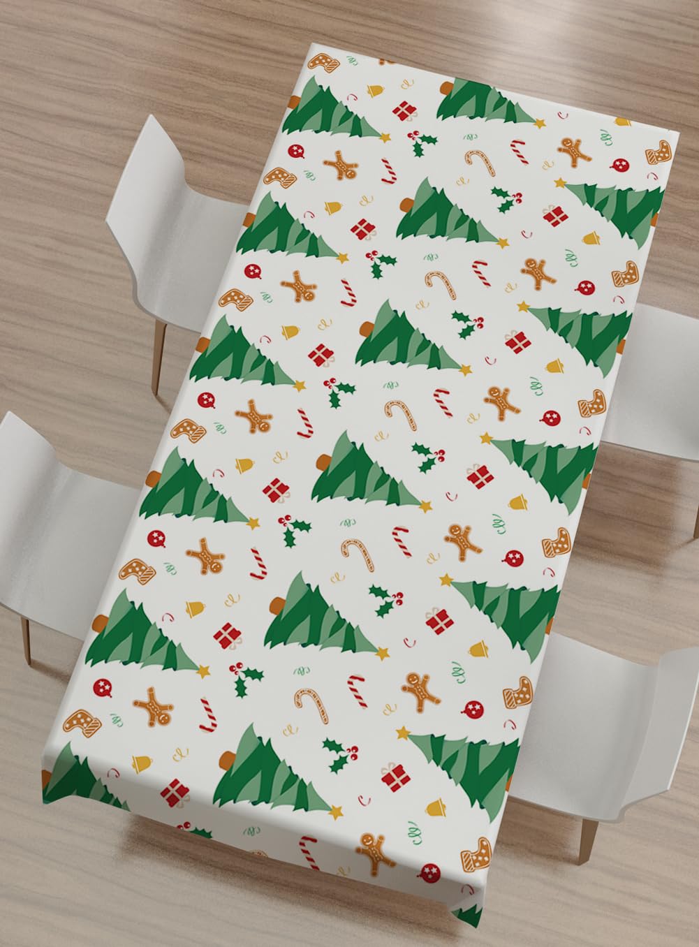 Photo 1 of 2 Pack Christmas Plastic Table cloths Xmas Plastic Table Covers Disposable Table Cloths Christmas BBQ Picnic Parties TableCovers Waterproof TableCloth Oil-Proof Christmas Tree Table Covers 54 x 108 in