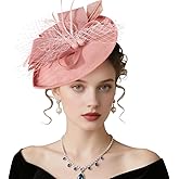 DRESHOW Fascinators Hats for Women Tea Party Hat Vintage Derby Pillbox Kentucky Hat Church Cocktail Headwear