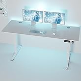 Shintenchi Standing Desk, 63x24 Inch Height Adjustable Electric Sit Stand up Desk, Ergonomic Rising Computer Table, Modern Lift Gaming Desk Workstation for Home Office, White