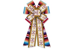 ON-AIRSTORE Cinco de Mayo Fiesta Wreath Bows Mexican Burlap Bows for Wreath, Mexican Fiesta Party Colourful Serape Strips Ribbon Bows Cinco de Mayo Decor Bow for Indoor Outdoor Decoration Wreath Ornament Supplies