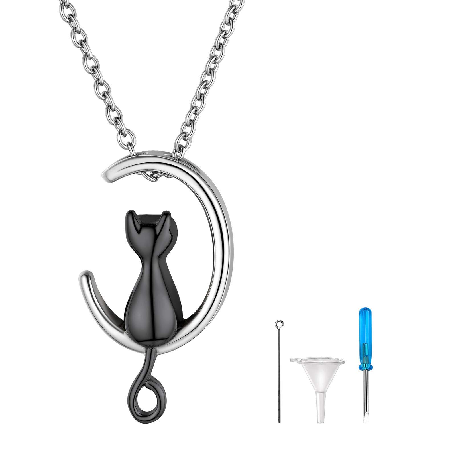 FindChic Cat Urn for Ashes Cat Memorial Jewelry Pet Ashes Necklace