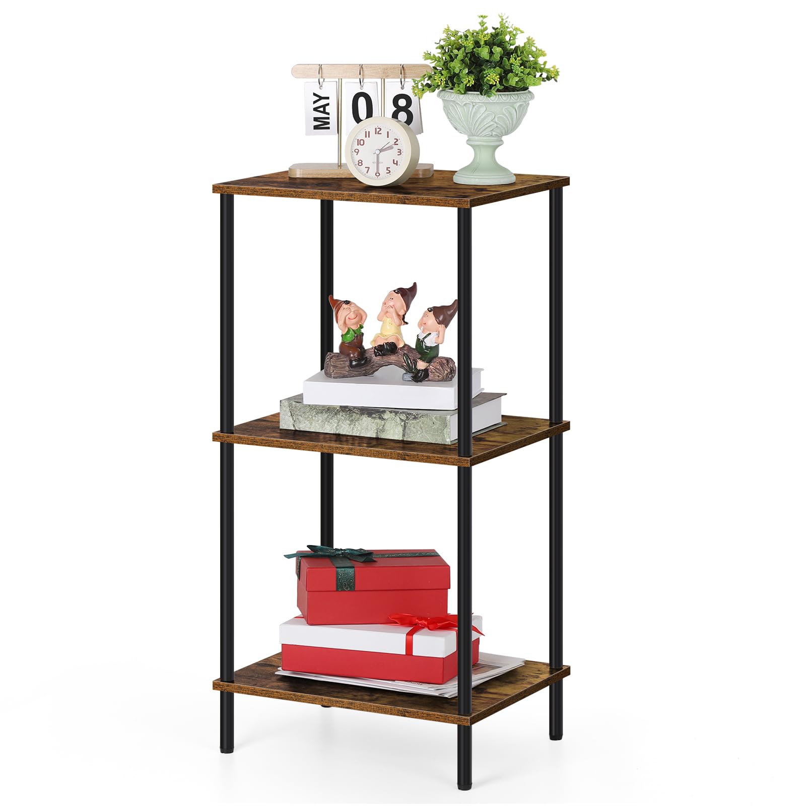 Photo 1 of ETELI Tall 3-Tier Side Table - 31.6" Height Industrial Entryway Table with Metal Frame for Living Room, Bedroom, Bathroom, Kitchen, Brown&Black