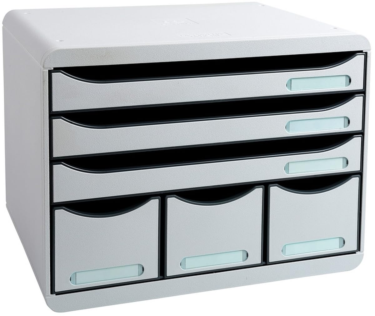 Exacompta - Ref 306740D - Store-Box Office Plus - 6 drawer Set - 270 x 355 x 271mm, 3 A4+ + 3 Accessory, Stackable, Open - Light Grey
