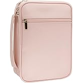 2026 New Women's Leather Bible Cover, Top Pink PU Material Leather Bible Case, Unique Double-Layer Design；Suitable for Church, Travel Or Gift Giving