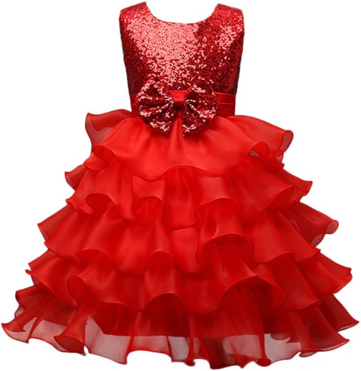 Hot Sale!!Woaills 4-8 Year Old Girls Kids Princess Pageant Dress,Toddler Baby Bowknot Wedding Bridesmaid Tutu Ball Gown (8T, Red)