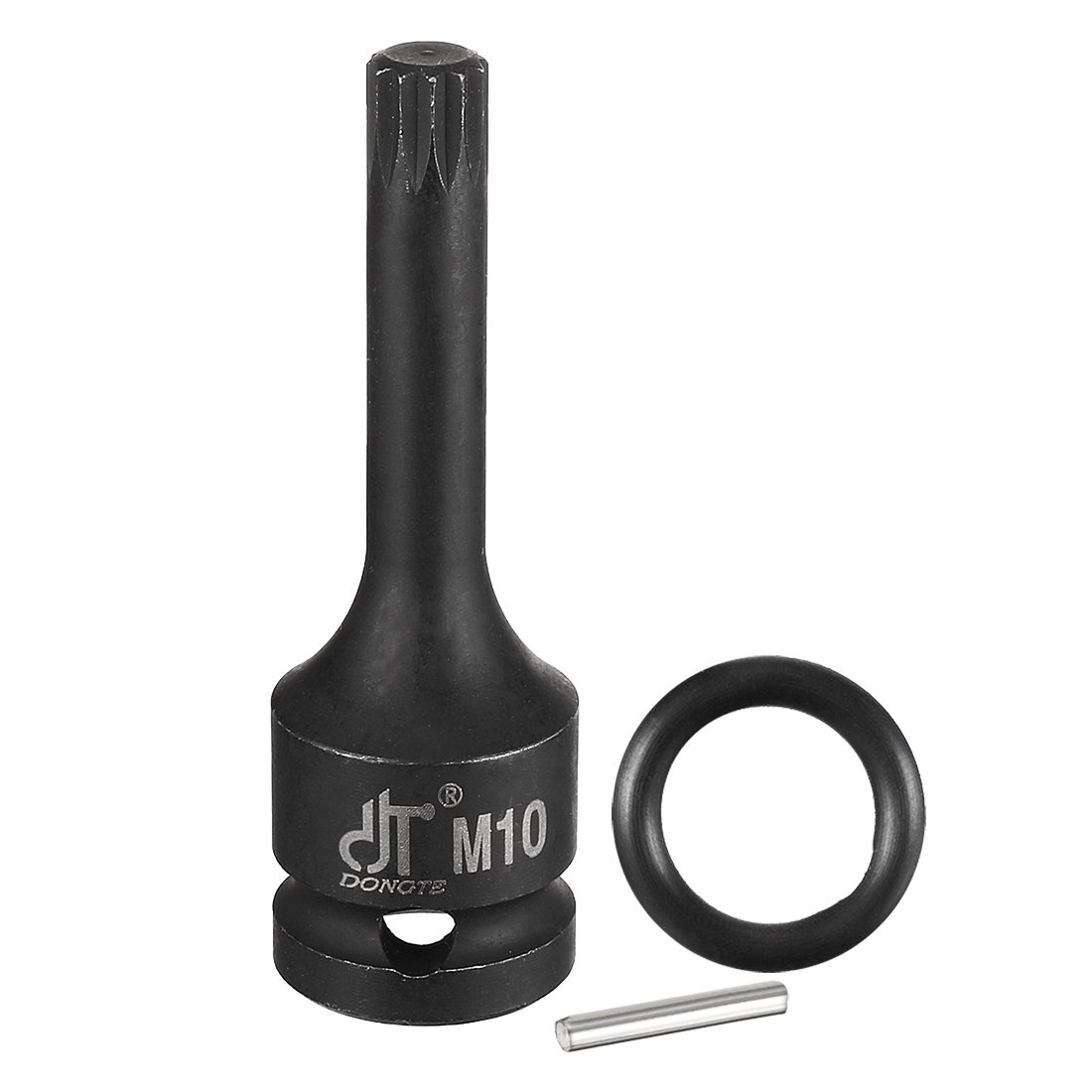 Sourcingmap 1/2" Drive x M10 (10mm) Impact Triple Square Spline Bit Socket, Metric 3" Length, Cr-Mo Steel with O-Ring and Dowel Pin