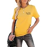 MLEBR Womens Short Sleeve Crew Neck Graphic Shirts Fashion Basic Tee T Shirts Casual Tops Blouses