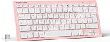 TECKNET 2.4G Wireless Keyboard UK Layout Pink Compact Mini 12 Month Battery