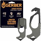Gerber Seatbelt Strap Cutter with Glass Breaker, Car Escape Tool, Green | stocking stuffers, gifts for men, Vehicle emergency tool, cuts seatbelts, breaks windows, pocket size, made in the USA