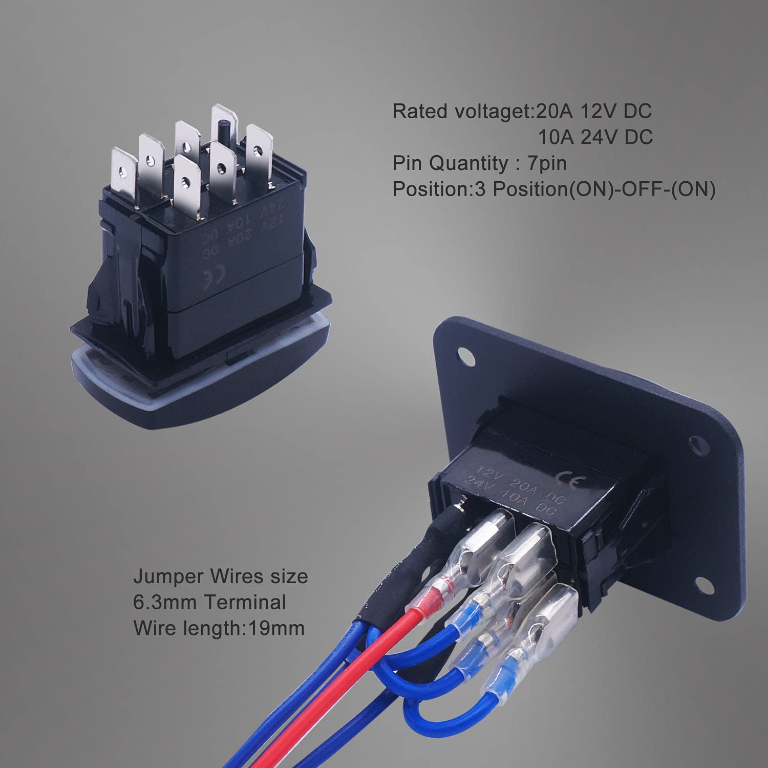 Mua Motor Polarity Reversing Rocker Switch Momentary 20A 12V DPDT 7Pin ...