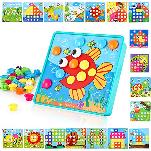 LUKAT Baby Color Button Art Toys for Toddler, DIY Educational Learning Toy