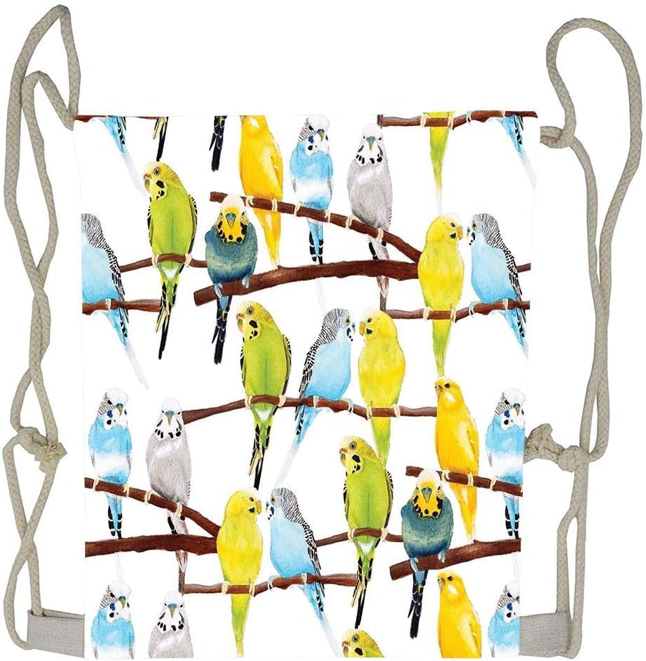WATINCFlagHomegg Budgie Pattern Drawstring Tote Bag Cinch Gym Bags Storage Backpack for Boys Girls