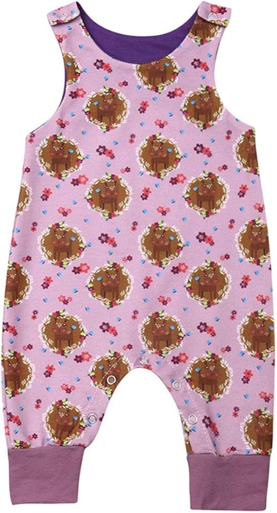 Newborn Kid Baby Boy Girls Print Sleeveless Romper Jumpsuit Outfits Summer Clothes