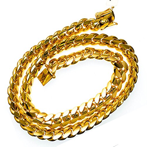 Miami 11.75MM Solid Cuban Link 10KT Yellow Gold Chain 28 long Chain Necklace