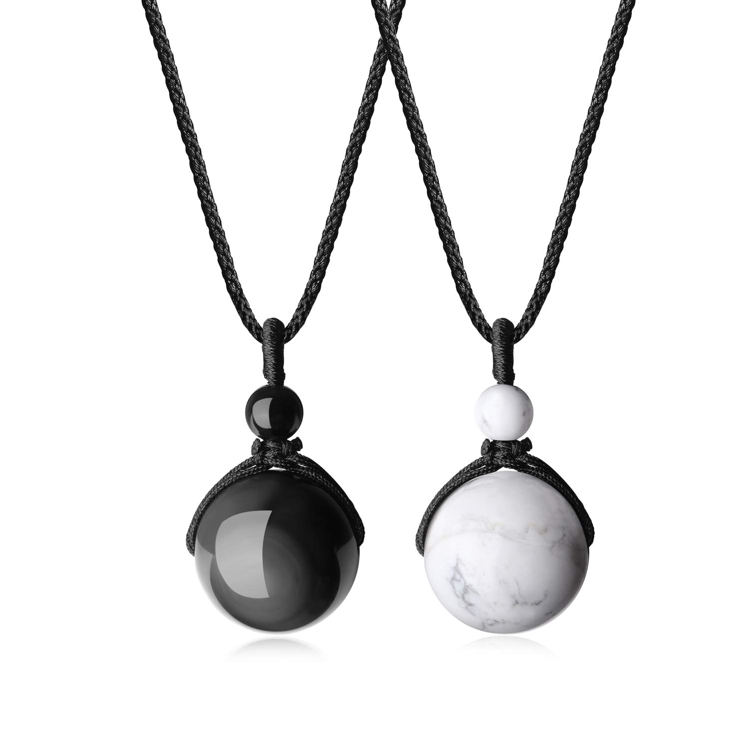 COAI Black Obsidian Howlite Black and White Necklaces Yin Yang Couples Necklaces