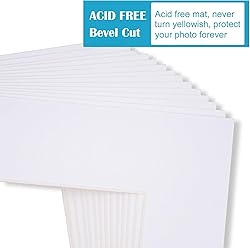 Egofine 11x14 White Picture Mats Pack of 6, Frame