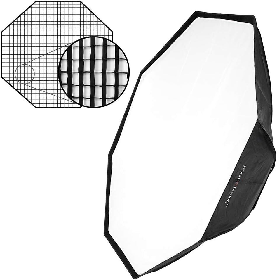 Fotodiox Pro 60" Octagon Softbox PLUS Grid (Eggcrate) for Studio Strobe/Flash with Soft Diffuser and Dedicated Speedring, for Speedotron Black Line 202VF, 206VF, 102, 103, 105, Brown line MW3R, MW3U, MW3UQ, M90, M90Q, M11 Strobe Flash Light